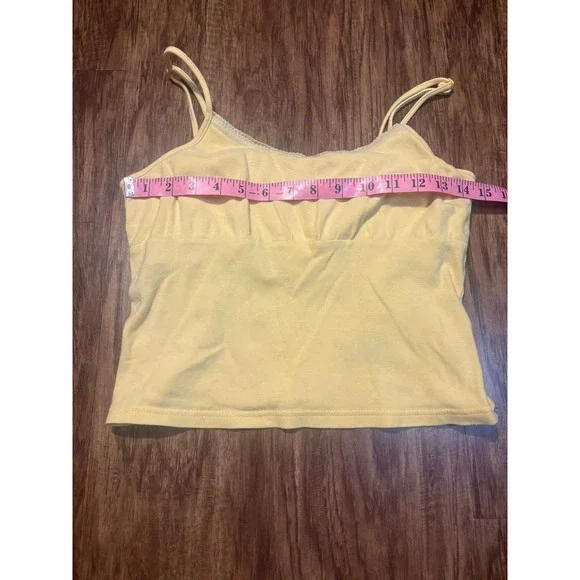y2k NO BOUNDARIES Milkmaid Babydoll Yellow Cami Juniors Medium Fitted Cropped - Picture 6 of 6